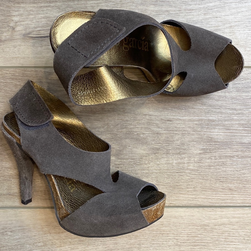 Pedro Garcia | Patty | Grey Suede Sandal Heels Stiletto Minimalist Quiet Luxury